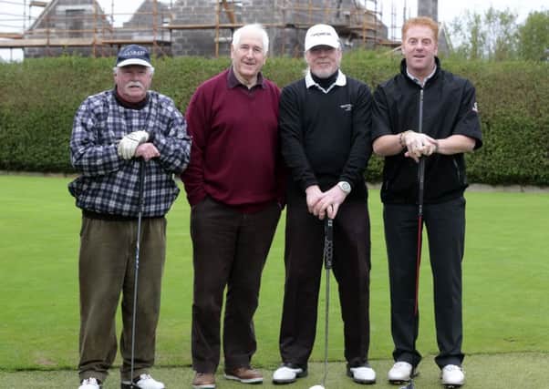 Dessie McCartney, Carl McAuley, Paul Creavy and Davy Black who played in Saturday's 13 hole sweep at Ballymena Golf Club. INBT 04-190CS