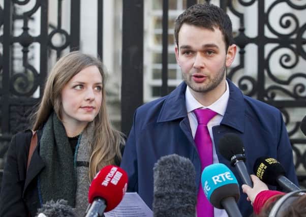 Daniel and Amy McArthur, of Ashers Baking Company, outside Belfast High Court