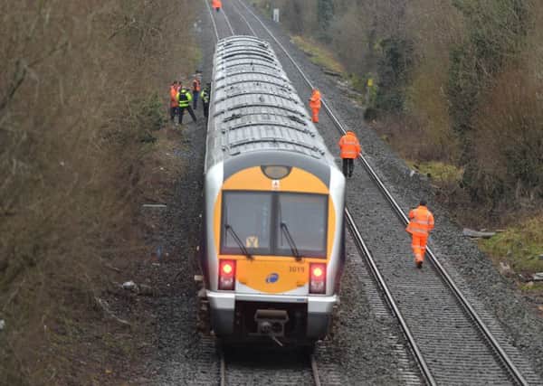 The obstruction on the railway line in Lisburn disrupted train services from Thursday morning onwards