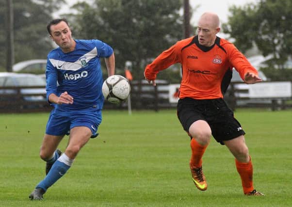 Gary Whiteside (right) on show for Tandragee Rovers.