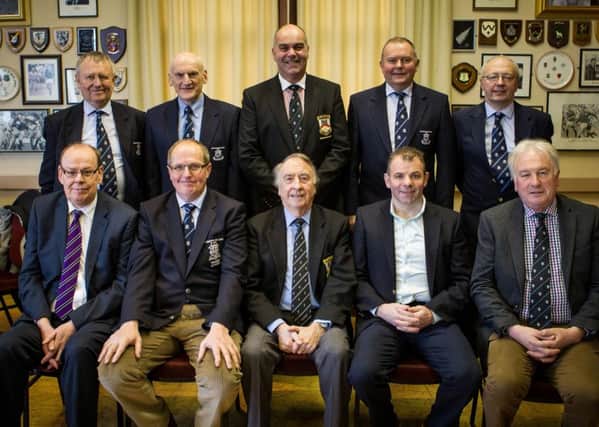 Guests who attended the pre-match lunch prior to Saturday's Ballymena v St Mary's All-Ireland League game at Eaton Park. Included are Declan Fanning (St Mary's President), Guy McCullough (Ballymena President), David Hamilton - Martin & Hamilton (match sponsors), Eamonn Loughran (Guest Speaker) and Ken Reid (Guest Speaker). Picture: Darrell O'Kane.