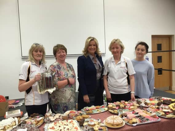 Supporting the Banbridge Special Olympics Club Coffee Morning were Joan Ross and Jo-Anne Dobson MLA with helpers and volunteers from the Club.