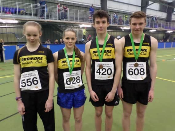 Bethany Nixon, Rebekah Nixon, Adam Hilditch and Ethan Dunn at the Ulster Championships.