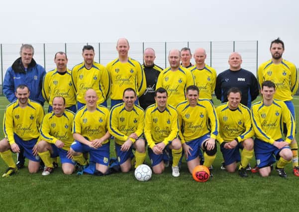 The Killymoon Rangers Old Boys team who played a Cookstown RBL select team at MUSA last Saturday with all proceeds in aid of Dementia.INMM5215-353