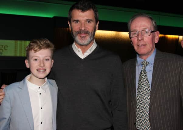 Jarlath McConaghy with Roy Keane and Pat McGibbon's son