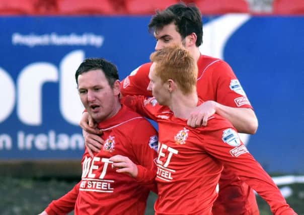 Gary Twigg (left) put Portadown into a 2-1 lead from the penalty spot on Saturday.