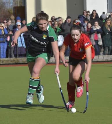 Captain Sarah Russell was on target although Banbridge Academy were beaten by Sullivan for a second year in a row. Pic: Presseye