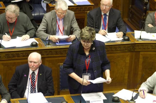 Caroline McKeown, from Carrick, speaking in the Assembly chamber. INCT 07-701-CON