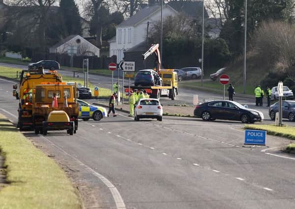 Police at the scene of the crash on the A26 Pic Steven McAuley/McAuley Multimedia