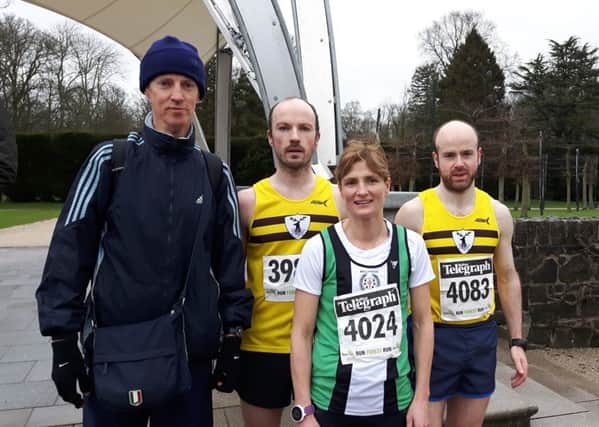 Pictured at the Antrim Castle Gardens event are Fit N Running's Gregory Walsh (Coach) Conor Shiels, Pauline Thom and Mark McKinstry.