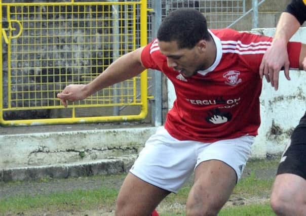 Larne's  Guillaume Keke scored twice in the 5-0 win over Annagh United.