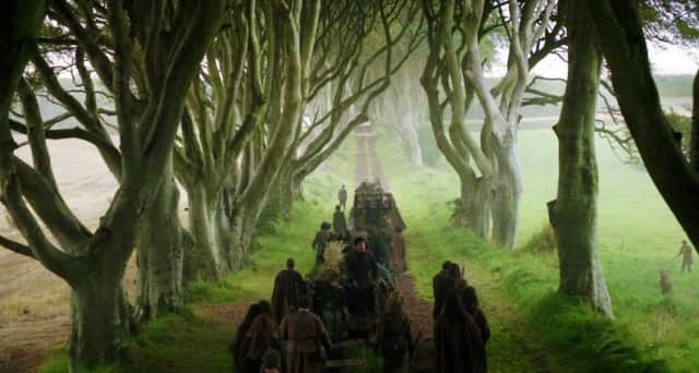 The Dark Hedges got more exposure after they were featured on Game of Thrones, most notably when they stood in for the Kingsroad as Arya and Gendry fled Kings Landing in Season 2. inbm8-16s