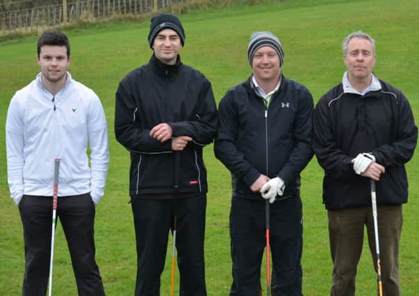 Left, Patrick Jordan who shot an excellent  five under par round of golf to win second prize on Saturday, Kevin Munster, Fintan Mc Areavey and Mark Jordan who won the gross prize this week at Silverwood.