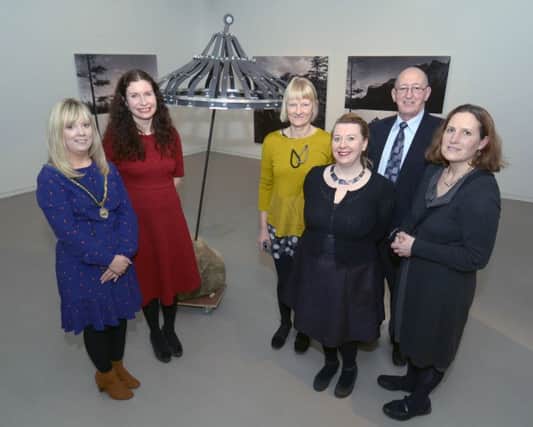 Pictured at the opening of the What if we Got it Wrong exhibition in the F E MCWilliam Gallery were Deputy Mayor Armagh City Banbridge & Craigavon Borough Council Cllr Catherine Seeley, Gallery Curator Dr Riann Coulter, Alice Clark, Exhibition Curator Nora Hickey Director Irish Cultural Centre Paris, Cllr Brendan Curran and Briony Widdis Â©Paul Byrne Photography INBL1607-226PB