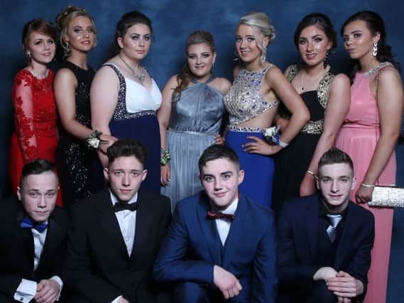 Chantelle, Catherine, Lauren, Chelsea, Clarissa, Amber, Jackie, William, Adan and Harry at the Parkhall College formal in Tullyglass Hotel. INBT 07-147JC