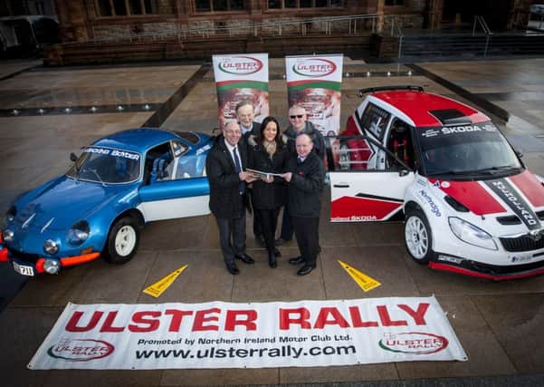 ULSTER RALLY FOR DERRY!. . . .Pictured at the Guildhall on Wednesday morning for the announcement of the Ulster Rally coming to the city for the first time later on this year. Included in photo are, front from left, Gary Milligan, Clerk of Course, Ulster Rally, Andrea Campbell, Events Officer, Derry City and Strabane District Council and Ian Connolly, Maiden City Motor Club and Ulster Rally. At back are Gerry O'Doherty, Chair, Maiden City Motor Club and Jan Duffy, Ulster Rally.
