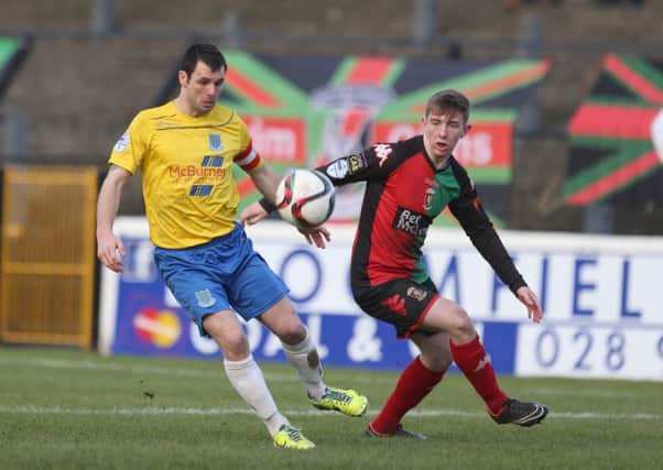 Ballymena United assistant manager Lee Doherty felt the decision to award a penalty against Jim Ervin following a challenge on Glentoran Jonathon Smith was a key moment in his side's 2-0 defeat at the Oval/ Picture: Press Eye.
