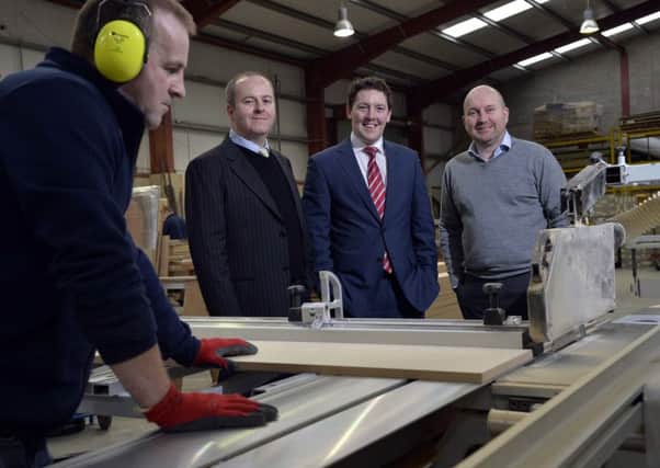 Pictured are Allan Campbell and Seamus Murray, Managing Director of Edgewater Contracts & Specialist Joinery Ltd (ECSJ) with Andrew Gowdy (centre), Senior Portfolio Manager at WhiteRock Capital Partners.