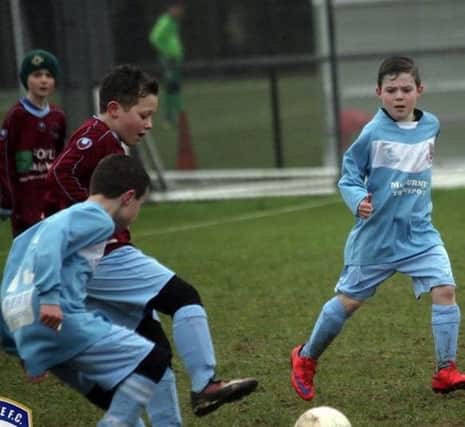 Ballymena United under-10s in action against Institute on Saturday in the Coleraine and North West League.