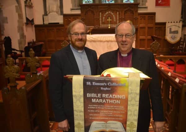 The Dean of Raphoe, the Very Rev Arthur Barrett, with the Bishop of Derry and Raphoe, Ken Good, in St Eunan's Cathedral, Raphoe.