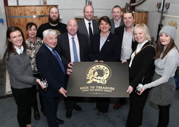 First Minister Arlene Foster pictured during her visit to the Lacada Brewery Co-op in Portrush on Tuesday. INCR9-306PL
