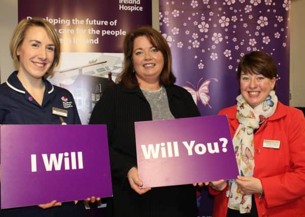 Karen Lilly, Ward Manager, NI Hospice, Elaine Magee, Solicitor, Gray Magee and Sharon Gorman, Legacy Officer, NI Hospice. INNT 09-805CON
