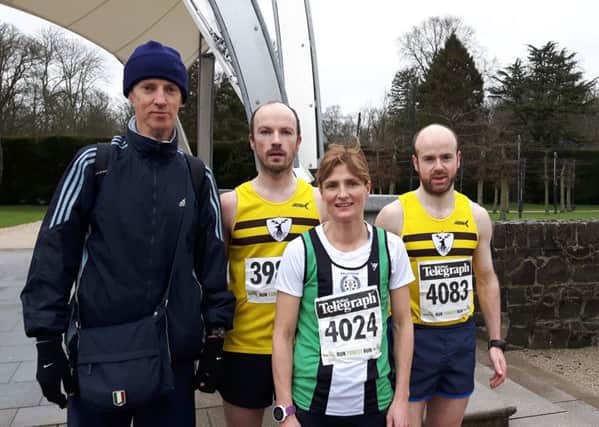 Fit N Running's Conor Shiels, Mark McKinstry, Pauline Thom and Coach Gregory Walsh.
