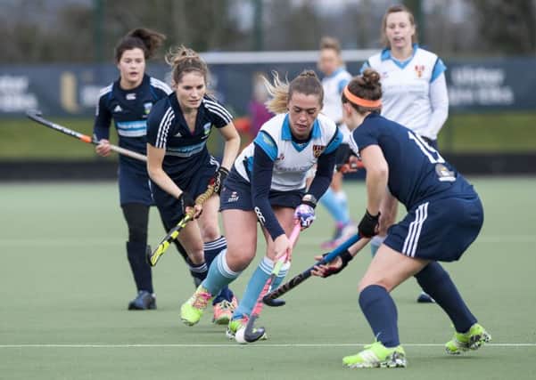 Robyn Chambers, Ulster Elks, exploits a gap in the UCD defence. INLT 09-911-CON Photo: Philip McCloy