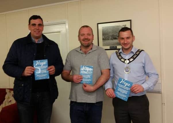 Alderman Stewart McDonald and Cllr Timothy Gaston, Deputy Mayor Mid and East Antrim Borough Council met with the Hope Group.
