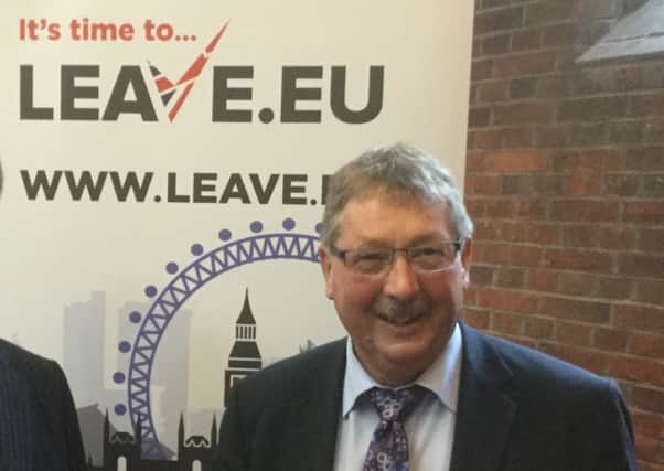 Sammy Wilson at a 'Leave the EU' event.