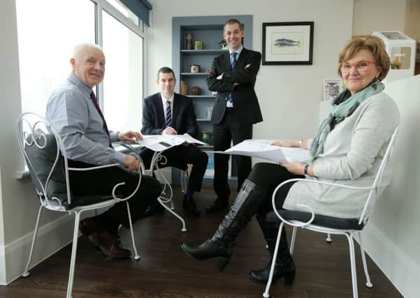 Heather and William Hamilton with Nigel Walsh and Philip McNeill of Ulster Bank. INNT 09-525CON