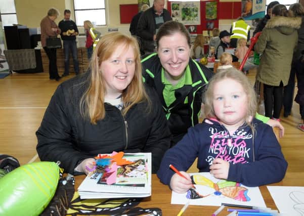 Molly and Lorraine Gamble with ASDA Community Champion Christine Craig at the BallyNATure Day in Ballynure. INNT 09-219-AM