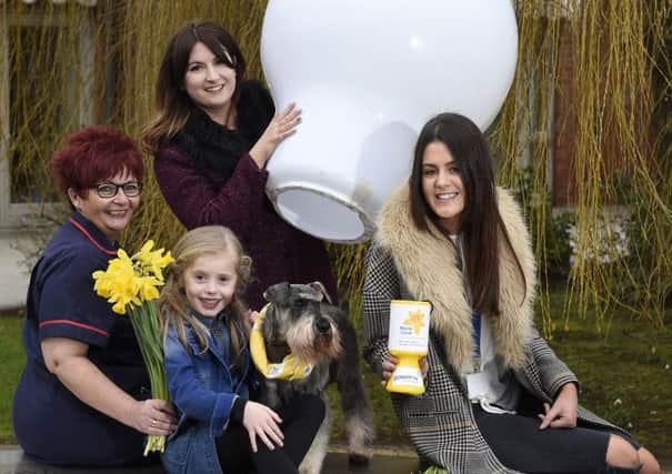Evie (age 6) and Oscar Miller are joined by  Lorraine Anthony and Karen Malone from Power NI and Marie Curie Lead Nurse, Cindy Anderson to help launch Power NIs support of the Great Daffodil Appeal in Northern Ireland. Picture: Michael Cooper