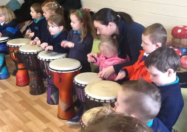 Dromore Nursery School pupils during a visit to Drumnamoe Nursery School in North Lurgan. The children were taking part in a 'Getting to know you day' as the launch of their Signature Project under Shared Education funding initiative.