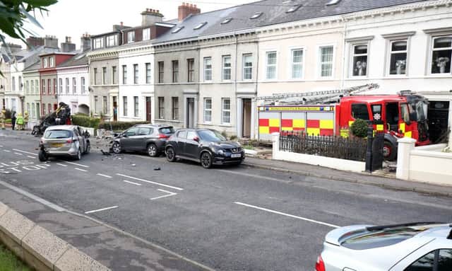 The fire engine crashed into homes and cars on the Glenarm Road