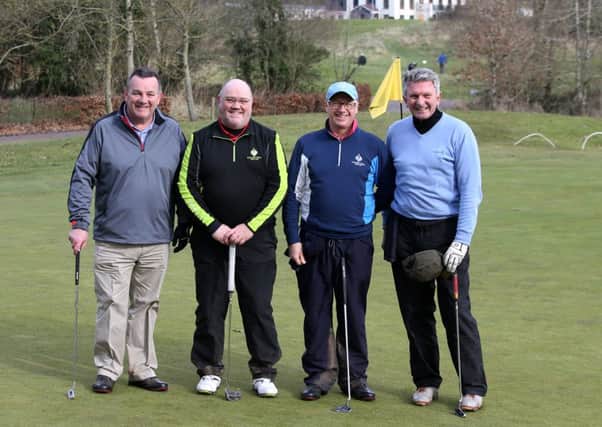 Ivan McCappin, Willie Park, Wilson McVeigh and George Simpson who competed in Week 3 of the Eclectic competition at Galgorm Castle Golf Club. INBT 09-184CS