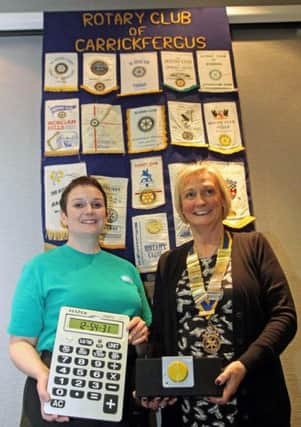Amy Stewart, Information and Training officer with the  Royal National Institute for the Blind and Brenda Houston (right), president of Carrick Rotary Club. INCT 10-755-CON