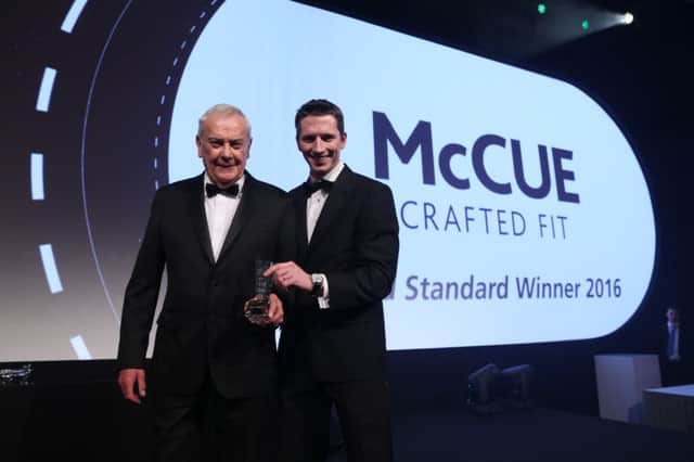 Alistair Lyons of McCue Crafted Fit receiving an award from Dr Simon Boucher, chief executive of the Irish Management Institute. Pic by Jason Clarke Photography. INCT 10-759-CON