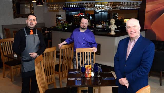 Assistant Manager Ionut Danaila, Head Chef Will Crawford, Owner Richard Graham. INUS Alfredo's