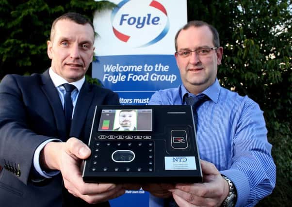 Stephen Brown (left) Managing Director at NTD and Leslie Otterson, HR Manager at Foyle Food Group
