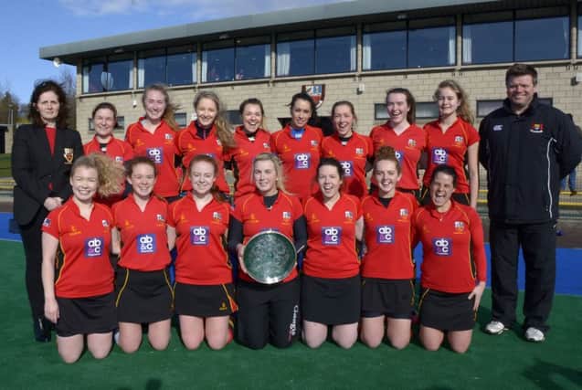 Banbridge Ladies, winners of the Senior One League, with President Sheree Totton and Coach Robin Madeley. INBL1610-230EB
