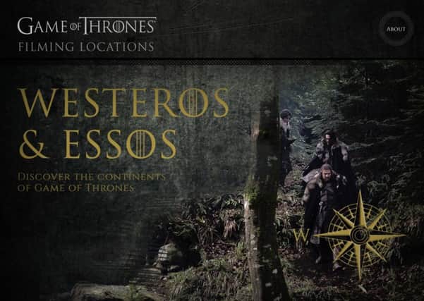 The homescreen of the new Game of Thrones app. INLT-11-705-con