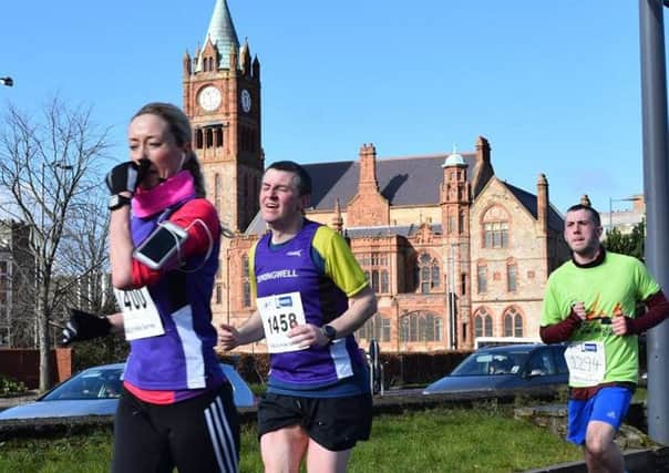 Julie Millican and Andrew Wilmot striding out at the Airtricty 10 Mile Road Race