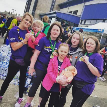 Larne ladies Louise, Amanda and Chantal completed the Larne Half Marathon on Saturday in memory of their mum and popular local dress maker Ethel Cooke who passed away following a stroke in October 2015.