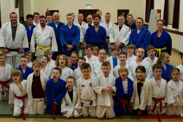 Senior and junior members of Sonkei Judo Club and Causeway Judo Club at a joint training session in Ballycastle. Photo: Gillian Anderson