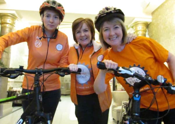Teresa McKenna (centre), Homestay Coordinator with Cycle Against Suicide, along with some of the Homestay Group members, Nicole Devlin and Pauline OÂ’Kane.