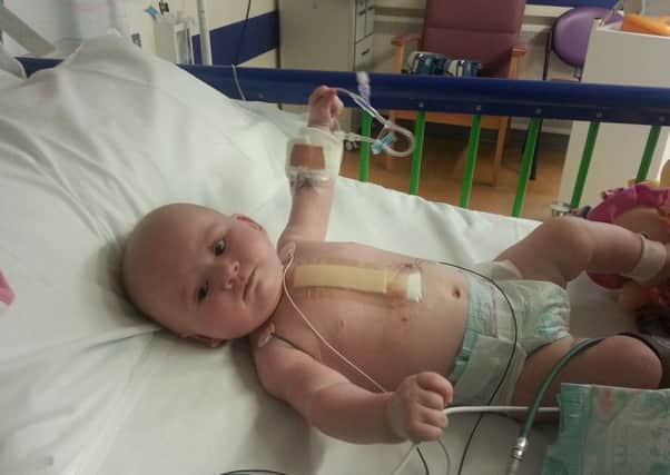 Baby Annabeth Wright following her heart surgery in Birmingham Hospital