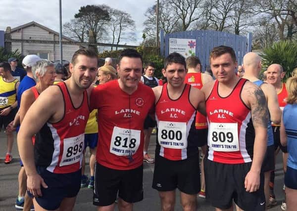 Larne Athletic Club members at the Jimmy's 10k race in Downpatrick. INLT 11-923-CON