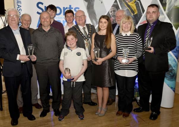 All the winners at the Mid and East Antrim Sports Awards held in Carrickfergus Town Hall on Friday evening.  INLT 11-939-CON