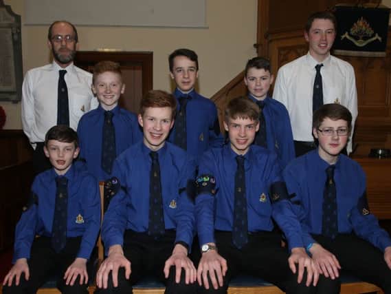 Cloughwater BB Company Section with leaders Andrew Mauger (left) and Company Captain William Wallace. INBT 11-122JC
